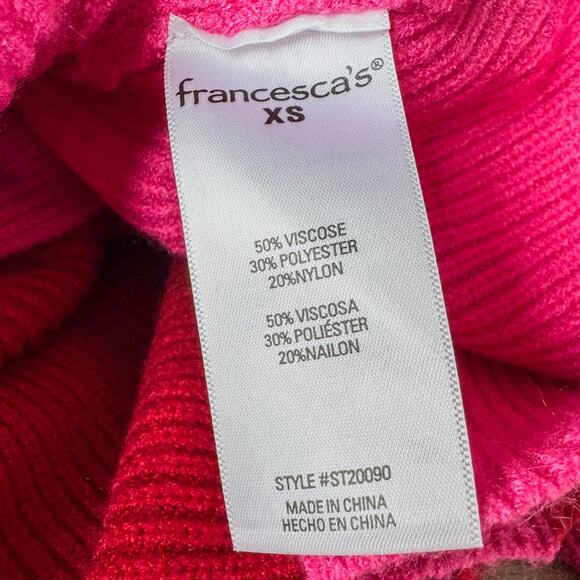 NWT-Miami if Francesca's, Red & Pink ColorBlock Button Up Cropped Cardigan-SZ XS - Picture 7 of 8